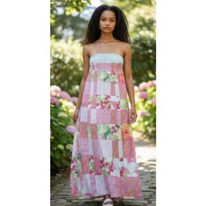 Lilly Pulitzer Ashley Maxi Dress Multi Fly Sewn Patch Size 2